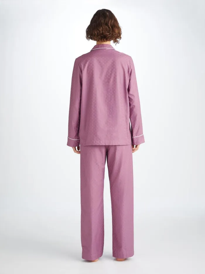 Cotton Pajamas Women Derek Rose Pajamas Kate 10 Cotton Jacquard Purple