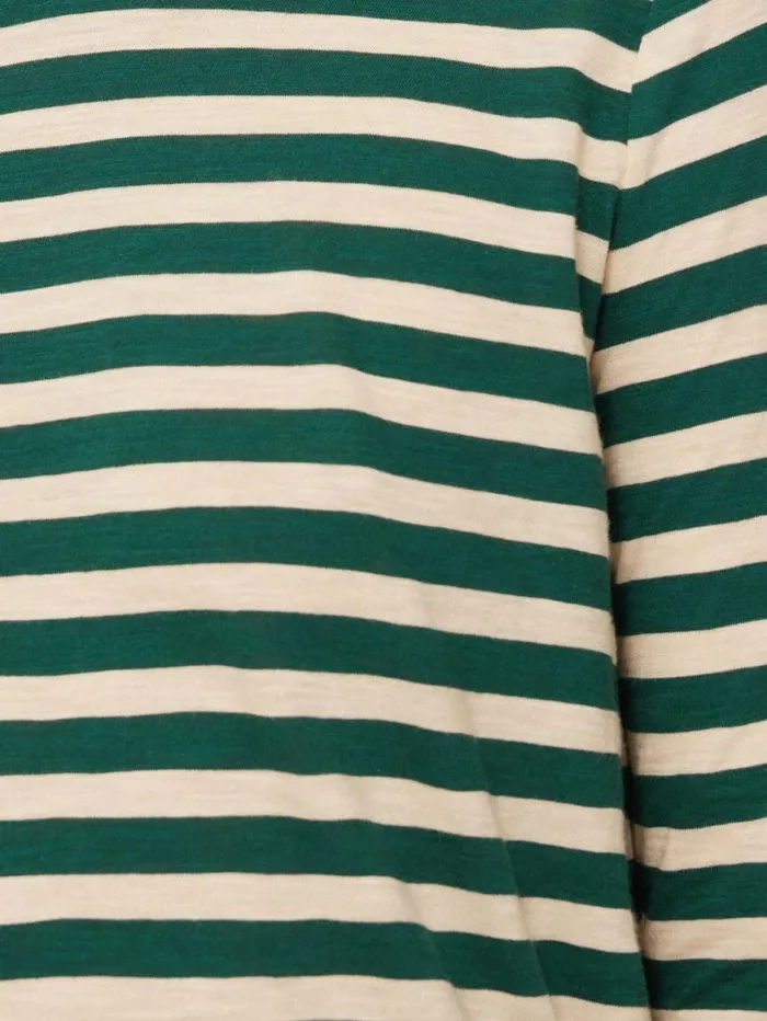 Cotton Slub Stripe Long Sleeve Tee Green Women Jigsaw Shirts and Tops