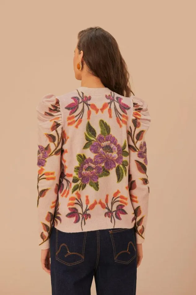 Cream Winter Garden Knit Sweater Women FARM Rio Sweaters and Sweatshirts