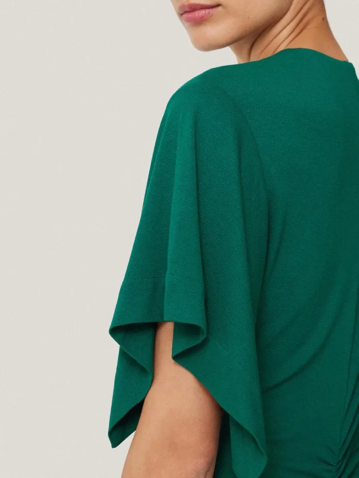 Crepe Flutter Sleeve Dress Green Women Jigsaw Dresses and Jumpsuits