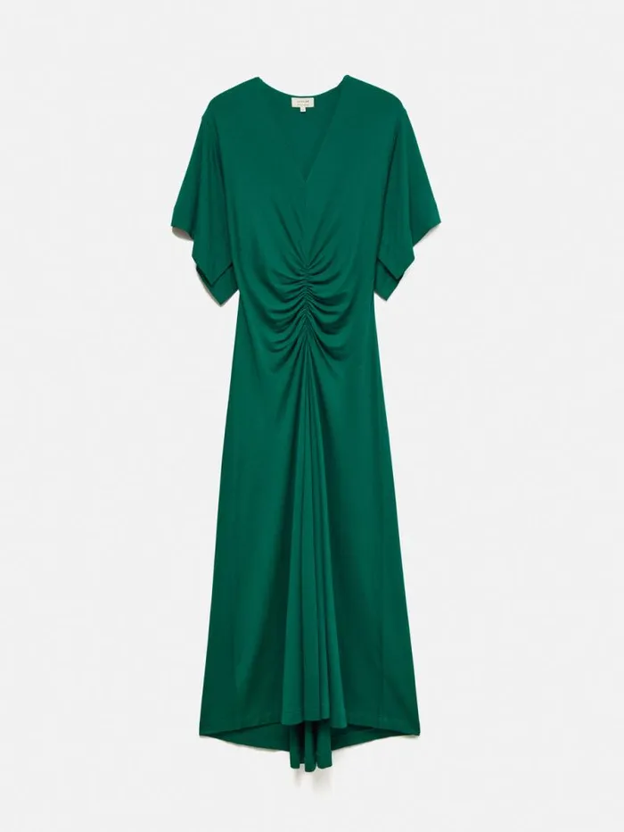 Crepe Flutter Sleeve Dress Green Women Jigsaw Dresses and Jumpsuits