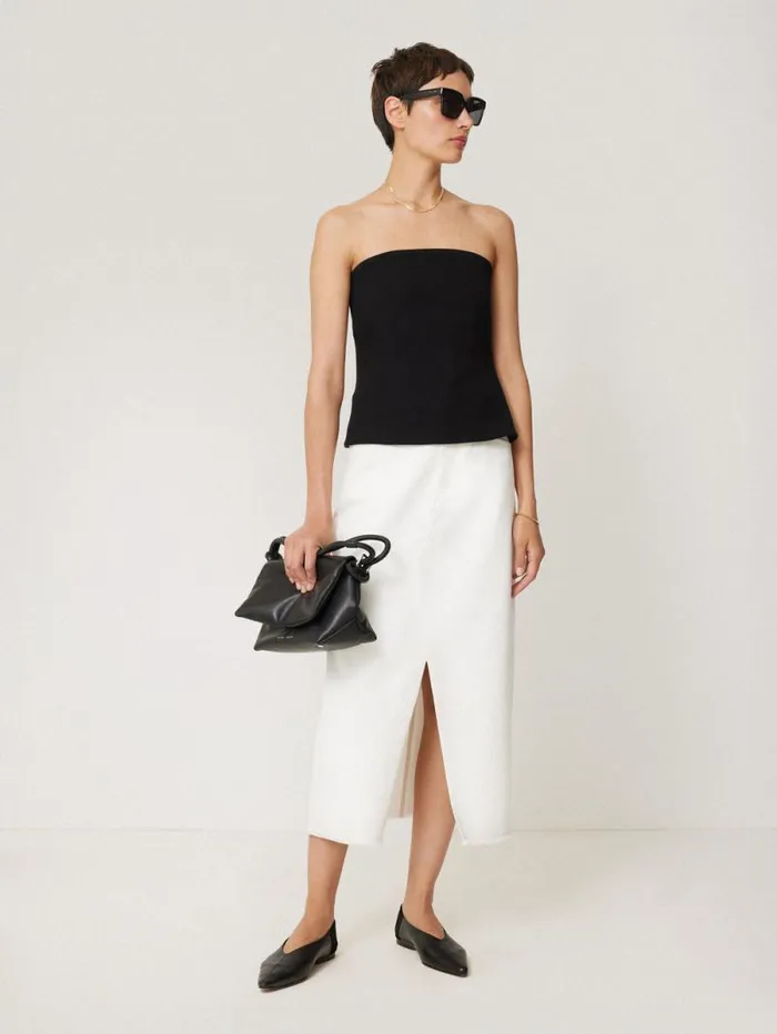 Crepe Ponte Jersey Strapless Top Black Women Jigsaw Party