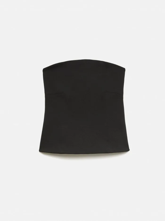 Crepe Ponte Jersey Strapless Top Black Women Jigsaw Party
