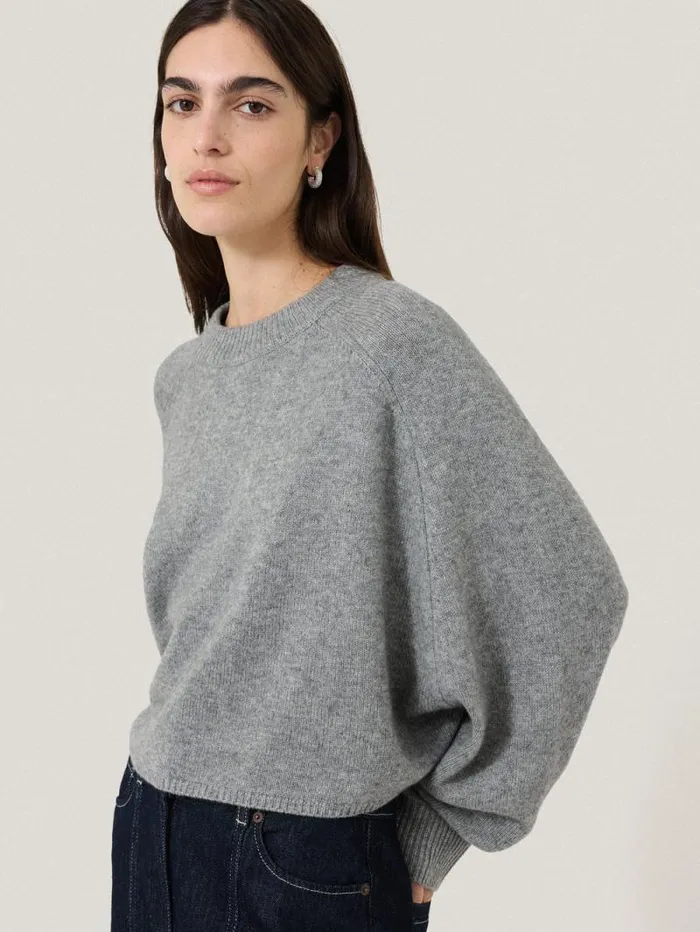 Crew Neck Poncho Jumper Grey Women Jigsaw Ponchos and Scarves