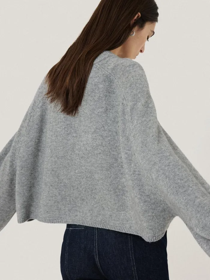 Crew Neck Poncho Jumper Grey Women Jigsaw Ponchos and Scarves
