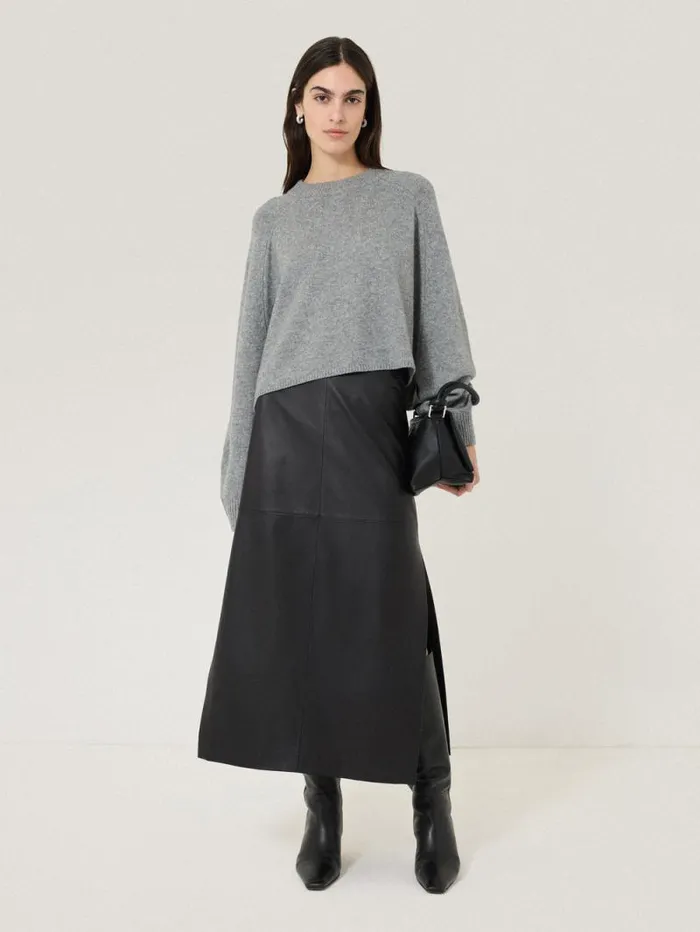 Crew Neck Poncho Jumper Grey Women Jigsaw Ponchos and Scarves