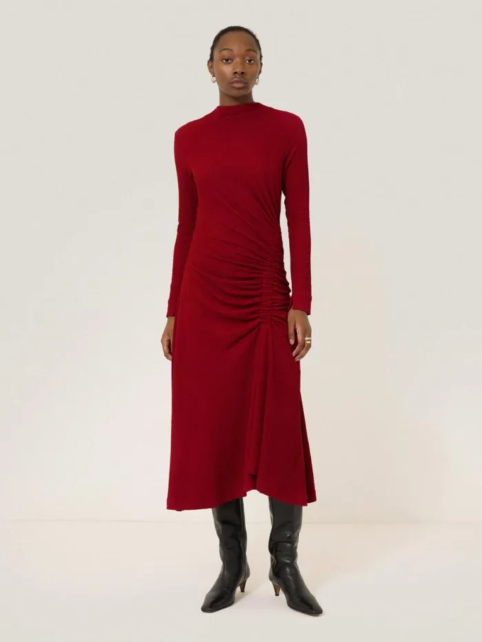 Crinkle Ruched Jersey Dress Red Women Jigsaw Dresses and Jumpsuits