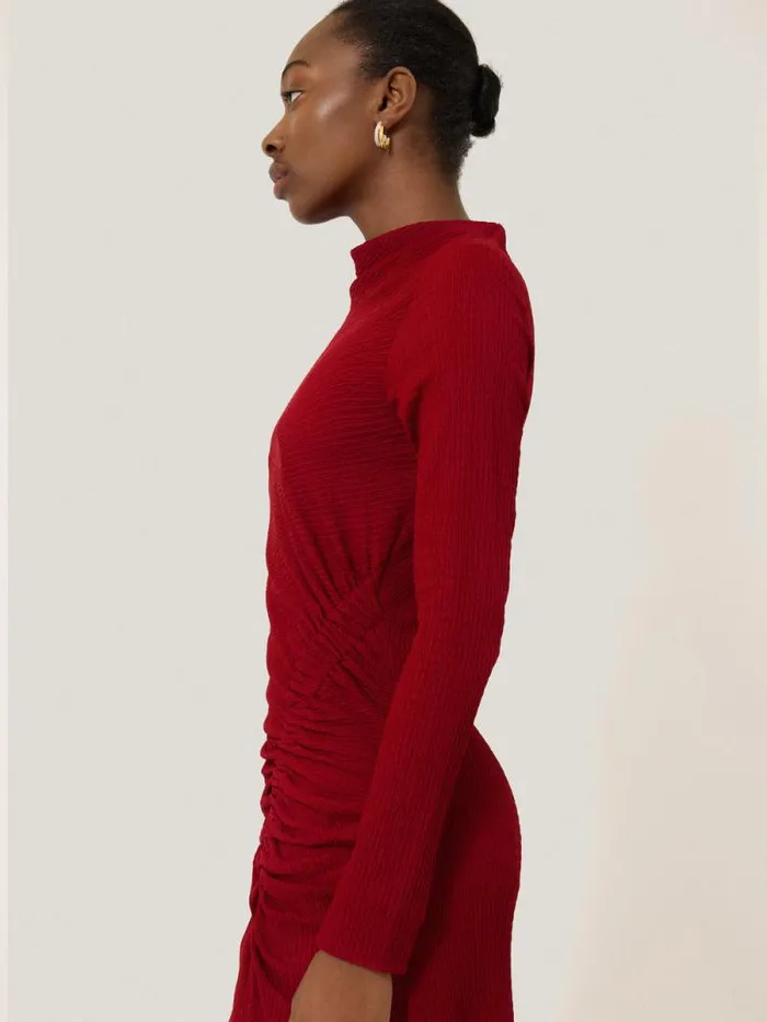 Crinkle Ruched Jersey Dress Red Women Jigsaw Dresses and Jumpsuits