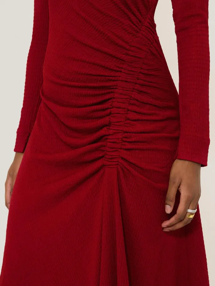 Crinkle Ruched Jersey Dress Red Women Jigsaw Dresses and Jumpsuits