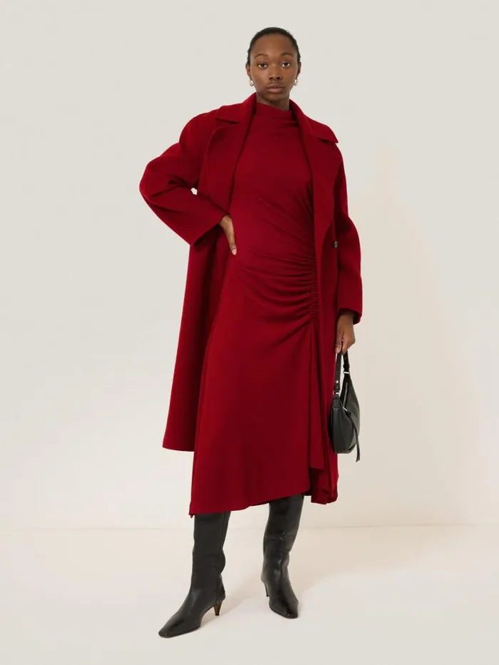 Crinkle Ruched Jersey Dress Red Women Jigsaw Dresses and Jumpsuits