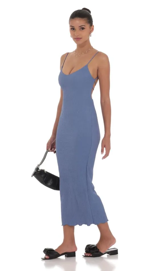 Crinkle VNeck Bodycon Maxi Dress Slate Blue Women LUCY IN THE SKY Maxi Dresses Crinkle VNeck Bodycon Maxi Dress Slate Blue Women LUCY IN THE SKY Maxi Dresses