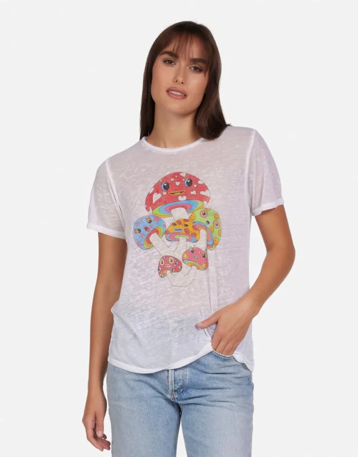 Croft Magic Mushrooms Milk Burnout Women Lauren Moshi Short Sleeve