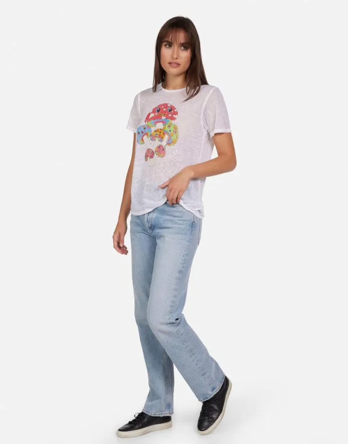 Croft Magic Mushrooms Milk Burnout Women Lauren Moshi Short Sleeve