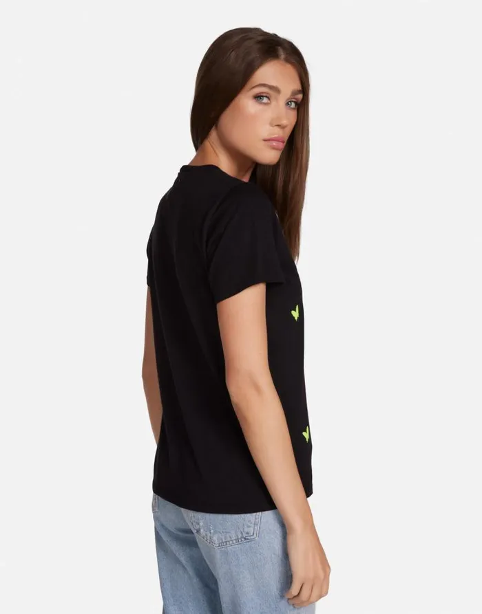 Croft Neon Peace Love Butterflies Black Women Lauren Moshi Short Sleeve