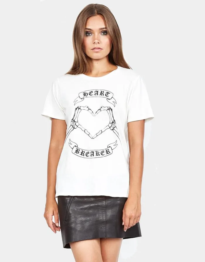 Croft Skeleton Heart Breaker Vintage White Women Lauren Moshi Short Sleeve