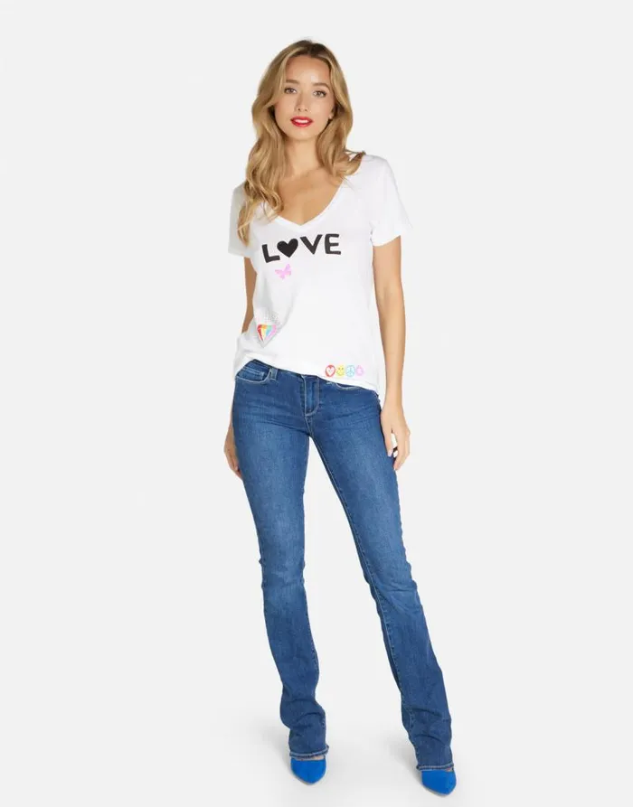 Cruz 1 Love Rainbow Lip White Women Lauren Moshi Short Sleeve