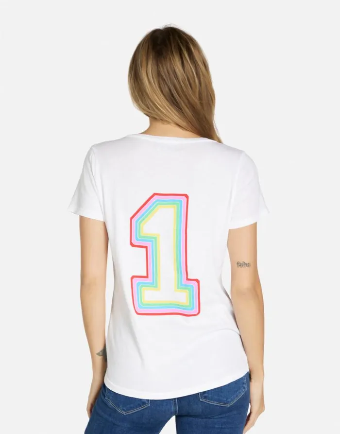 Cruz 1 Love Rainbow Lip White Women Lauren Moshi Short Sleeve