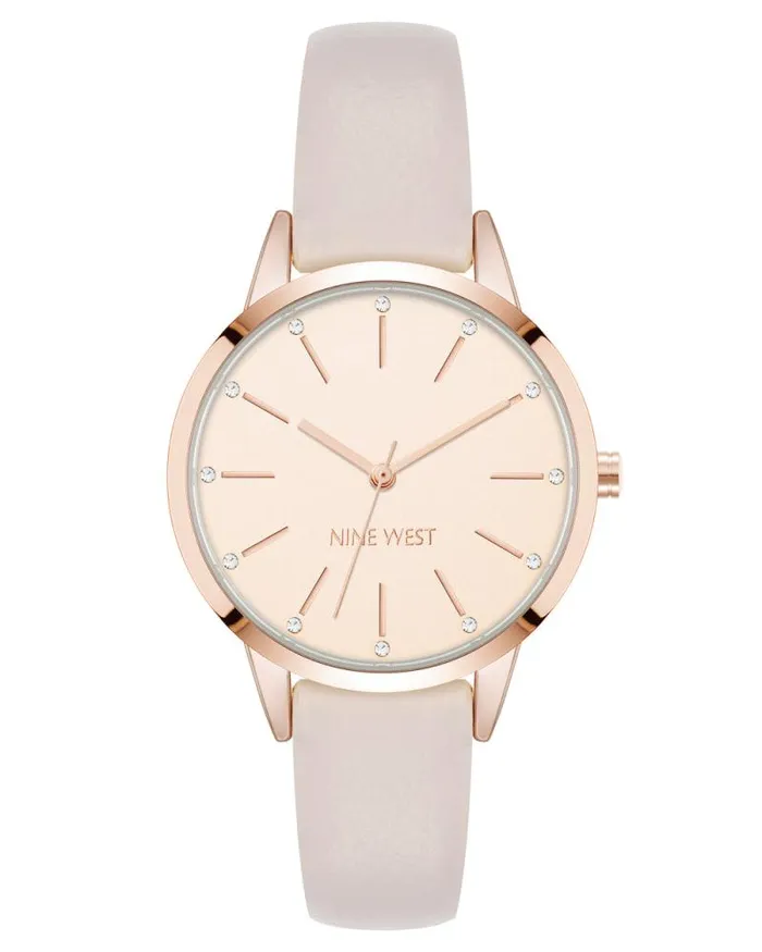 Crystal Accented Strap Watch Cream Women Nine West Straps