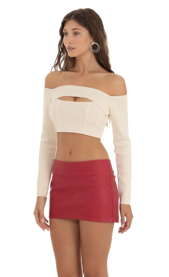 Cutout Off Shoulder Top Cream Women LUCY IN THE SKY Tops Cutout Off Shoulder Top Cream Women LUCY IN THE SKY Tops