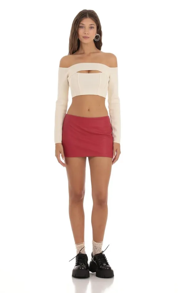 Cutout Off Shoulder Top Cream Women LUCY IN THE SKY Tops Cutout Off Shoulder Top Cream Women LUCY IN THE SKY Tops