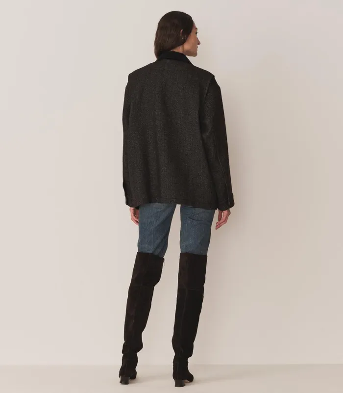 DEN Coats and Jackets Women Pascual Wool Jacket Charcoal Herringbone