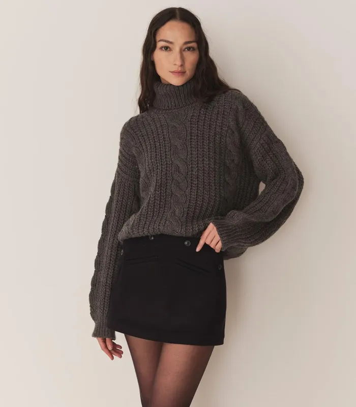DEN Knitwear Women Leighton Sweater Dark Grey DEN Knitwear Women Leighton Sweater Dark Grey
