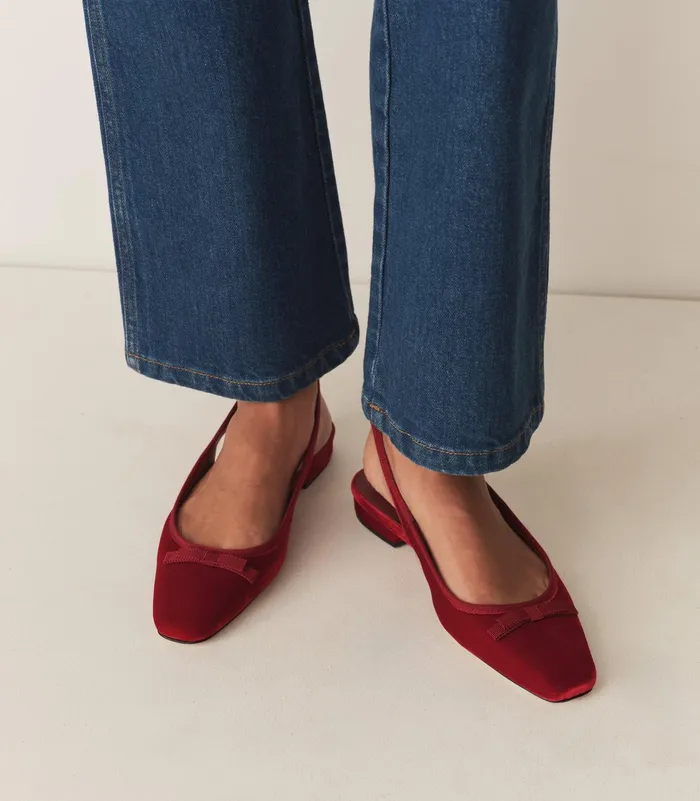 DEN Shoes Women Cossima Slingback Ruby Velvet DEN Shoes Women Cossima Slingback Ruby Velvet