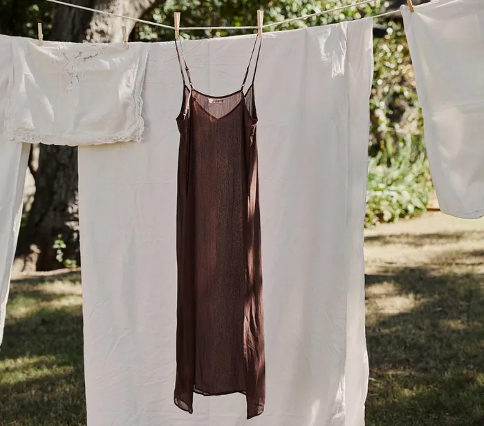 DEN Slips Women Long Deep VNeck Slip Umber DEN Slips Women Long Deep VNeck Slip Umber