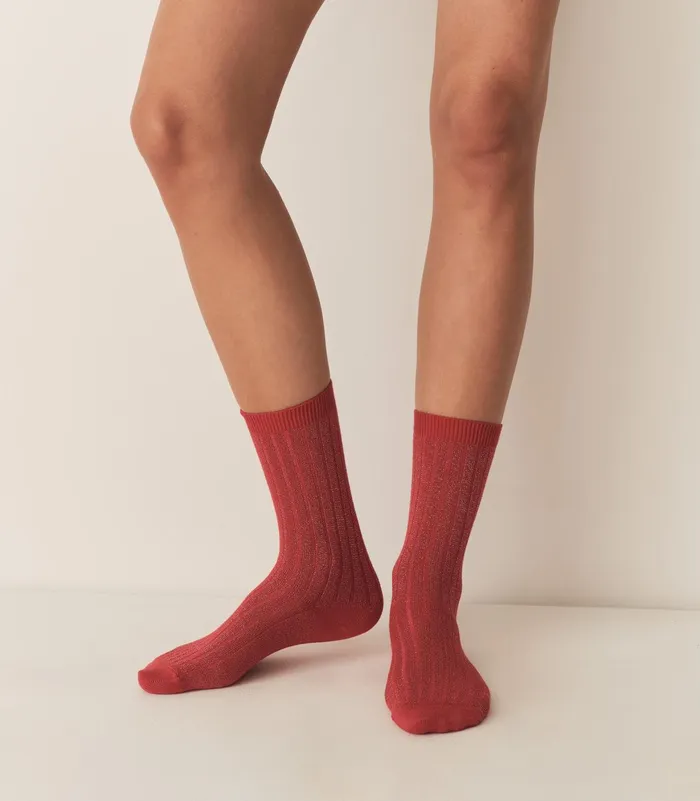 DEN Socks and Tights Women COLLGIEN Glitter Crew Sock Rouge Carmin DEN Socks and Tights Women COLLGIEN Glitter Crew Sock Rouge Carmin
