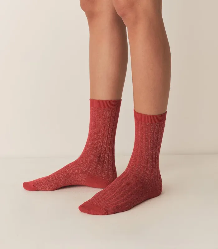 DEN Socks and Tights Women COLLGIEN Glitter Crew Sock Rouge Carmin DEN Socks and Tights Women COLLGIEN Glitter Crew Sock Rouge Carmin