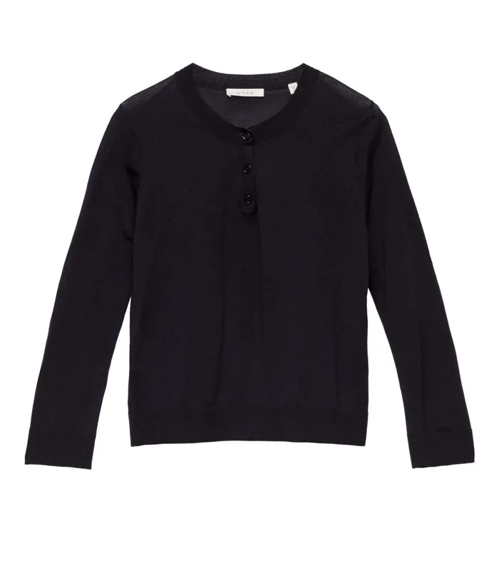 DEN Tees Women Albany Knit Henley Deep Navy DEN Tees Women Albany Knit Henley Deep Navy