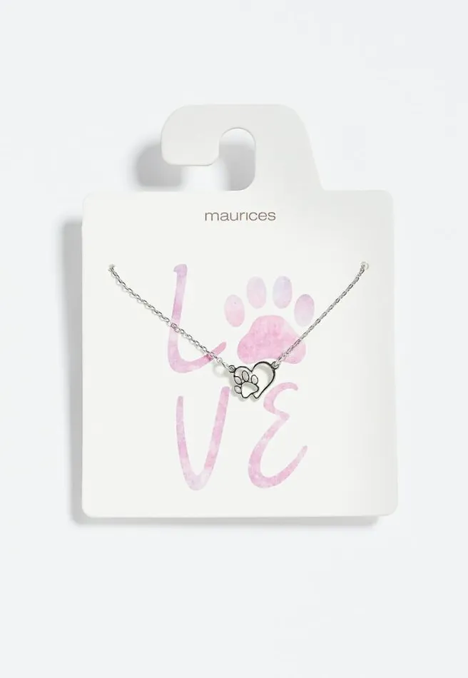 Dainty Heart Paw Necklace Women Maurices Jewelry