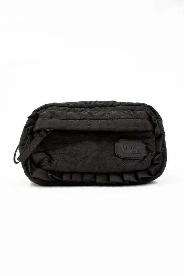 Damson Madder Bags Accessories Frill Cross Body Bag In Black Floral Stitch