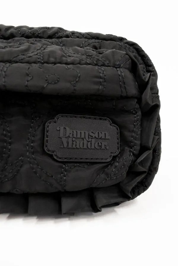 Damson Madder Bags Accessories Frill Cross Body Bag In Black Floral Stitch