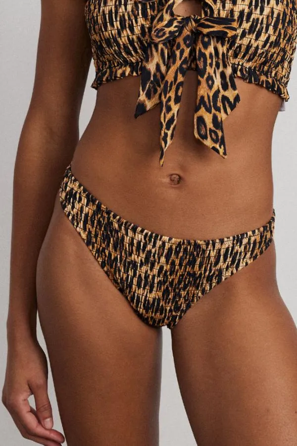 Damson Madder Coords Women Classic Shirred Bikini Bottom 8211 Leopard