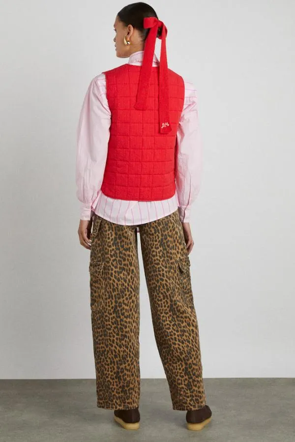 Damson Madder Gilets Women Arte Reversible Tie Gilet 8211 Red Ruffle