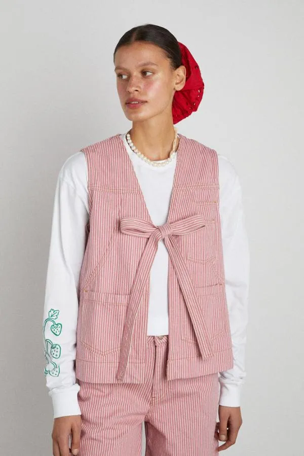 Damson Madder Gilets Women Dilly Gilet 8211 Pink Stripe