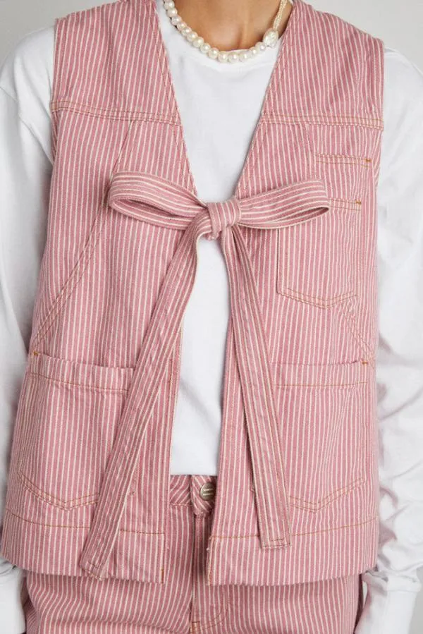 Damson Madder Gilets Women Dilly Gilet 8211 Pink Stripe