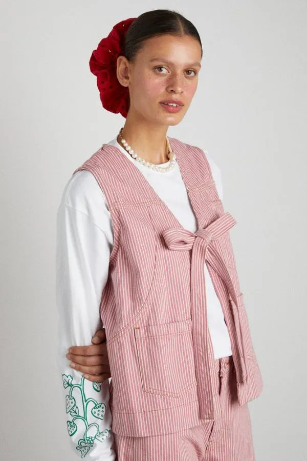 Damson Madder Gilets Women Dilly Gilet 8211 Pink Stripe