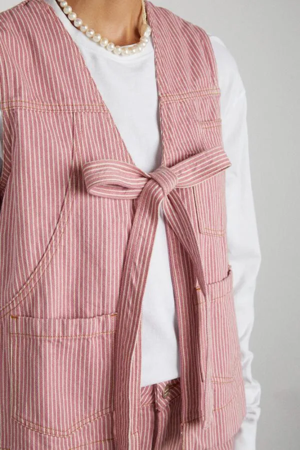 Damson Madder Gilets Women Dilly Gilet 8211 Pink Stripe