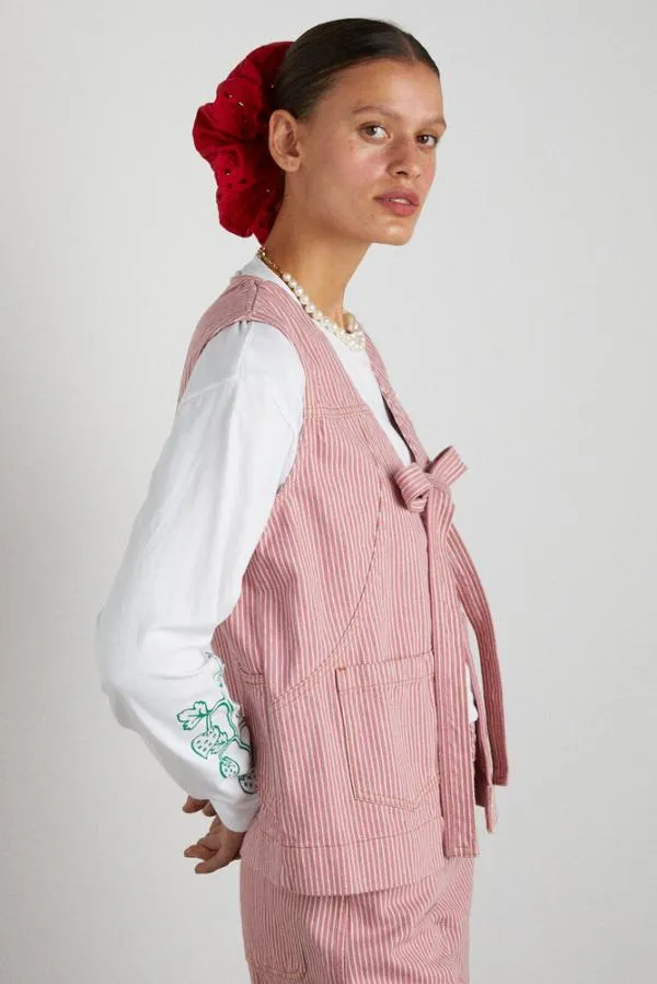 Damson Madder Gilets Women Dilly Gilet 8211 Pink Stripe