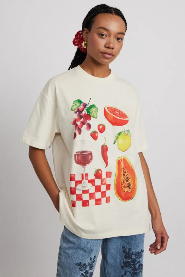 Damson Madder Tops Women Fruit Picnic Boyfriend Tee