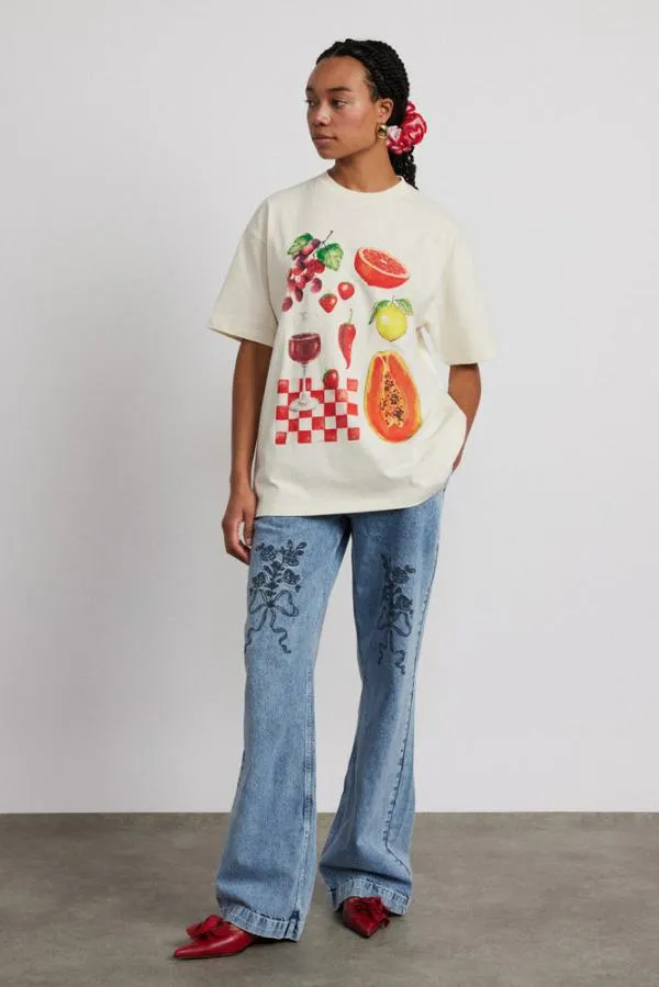 Damson Madder Tops Women Fruit Picnic Boyfriend Tee