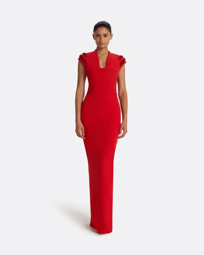 Dana Dazzling Red Long Dress Dazzling Red Icons Safiyaa Women