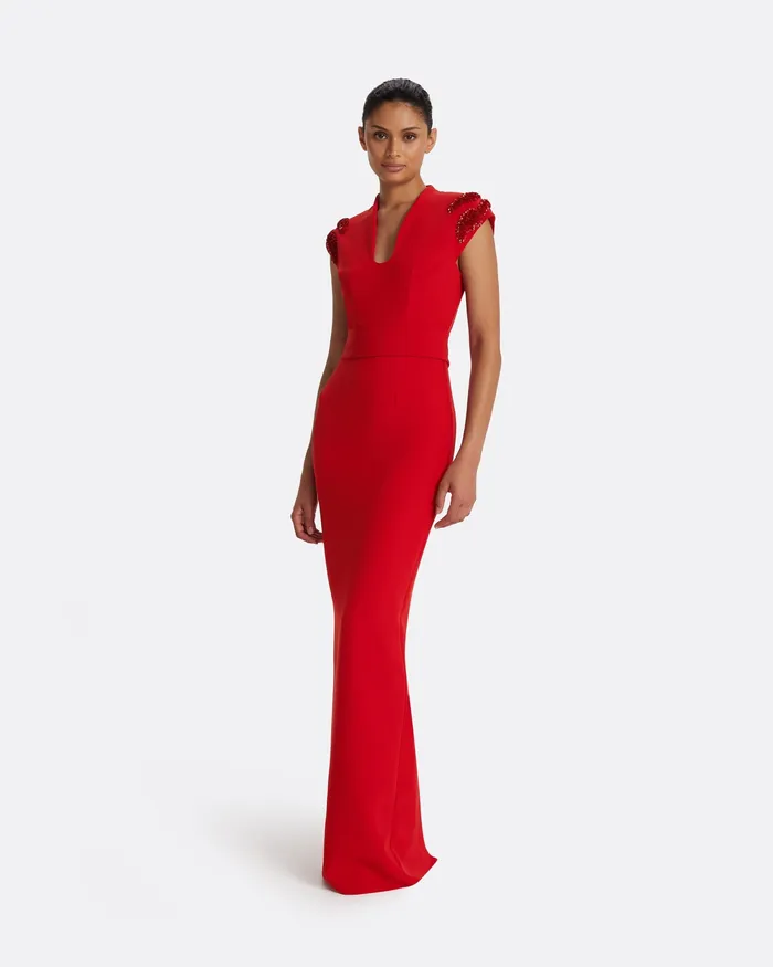 Dana Dazzling Red Long Dress Dazzling Red Icons Safiyaa Women