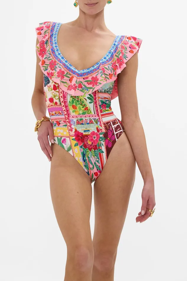 DEEP V FRILL ONE PIECE ROEQIYAS REALM Roeqiyas Realm Womens Camilla One Pieces