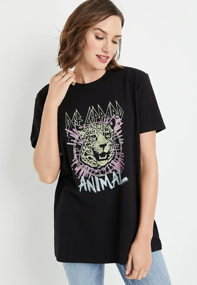Def Leppard Oversized Graphic Tee Women Maurices Tops