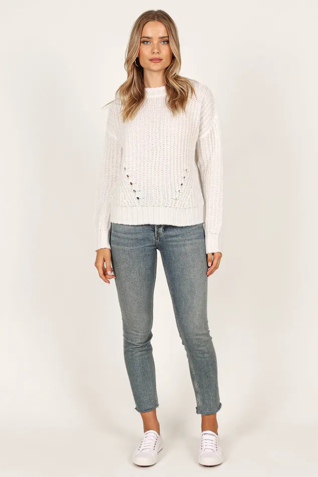 Della Knit Sweater 8211 White White Knitwear petalandpup Women