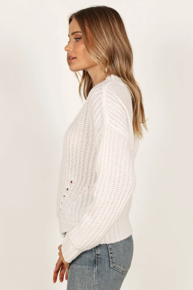 Della Knit Sweater 8211 White White Knitwear petalandpup Women