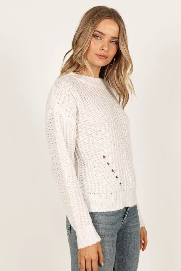 Della Knit Sweater 8211 White White Knitwear petalandpup Women